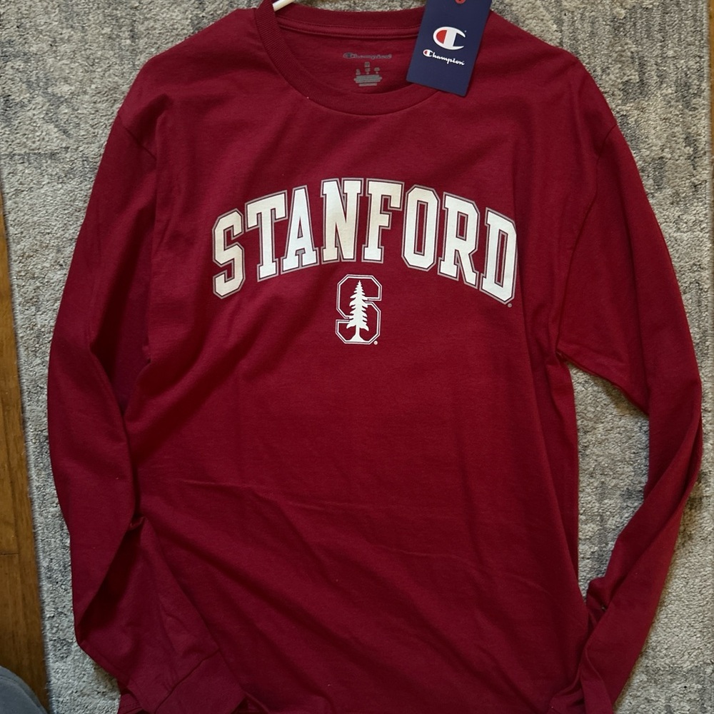 Champion Red Stanford Long Sleeve Tee